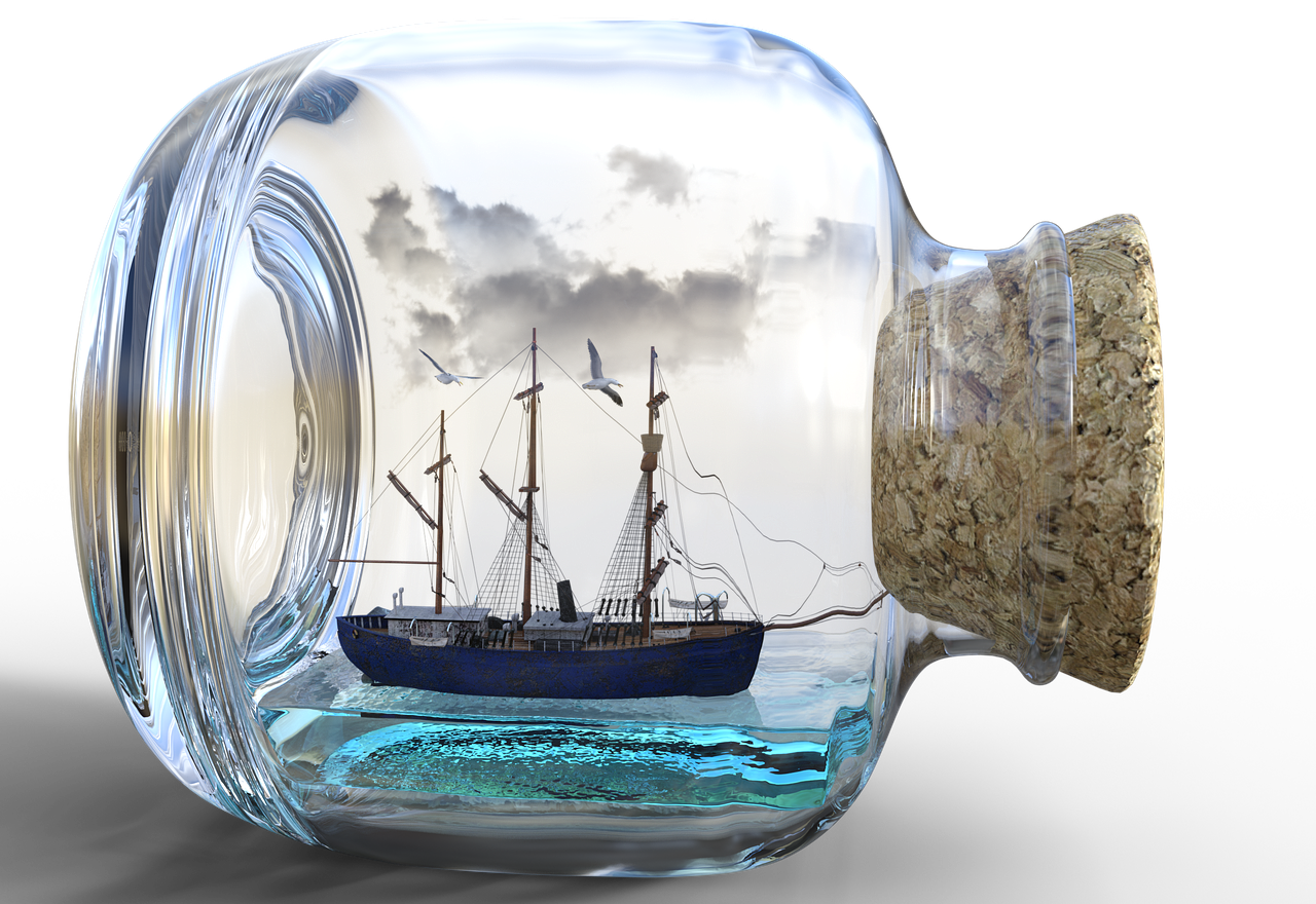 buddelschiff, navire, bouteille